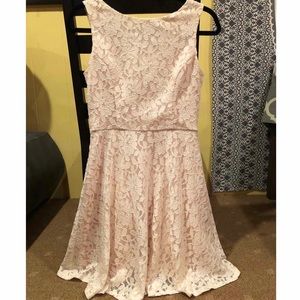 White and Pink Lace Skater Dress